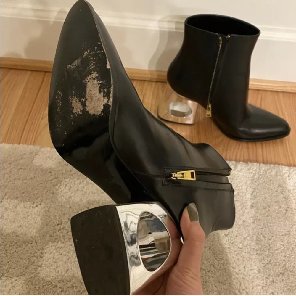 Marni Cut Out Block Heel Leather Black Booties size 9.5 - Picture 5 of 9